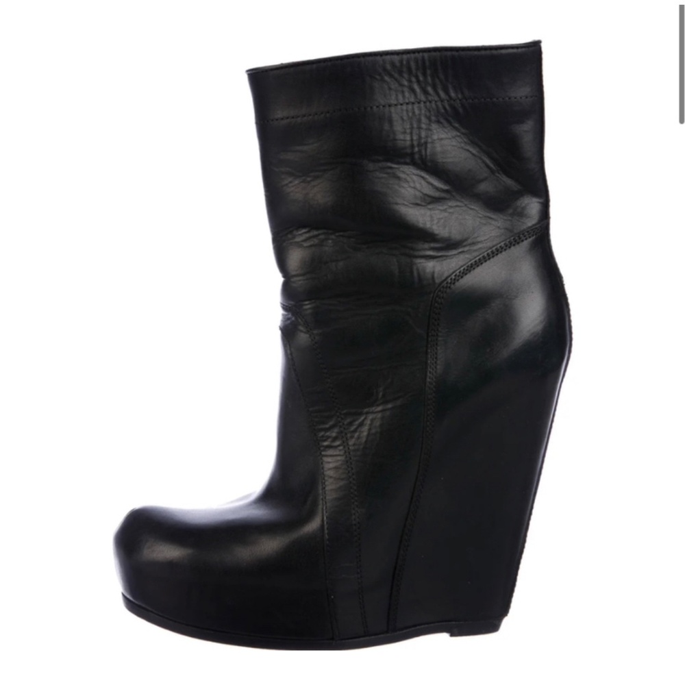 Rick Owens square toe wedge bootie